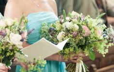 Bridesmaid with relaxed country wedding bouquet